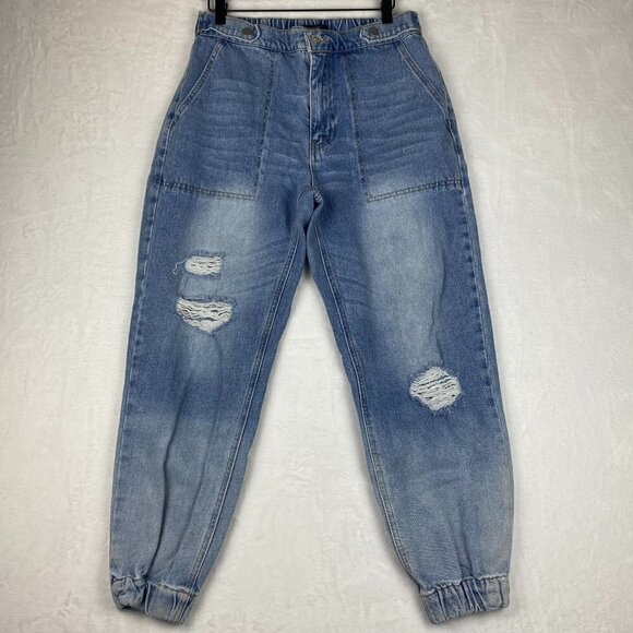 Forever 21 Jeans Womens Size 29 Blue Distressed Denim Pockets Pants Ladies - Picture 1 of 13